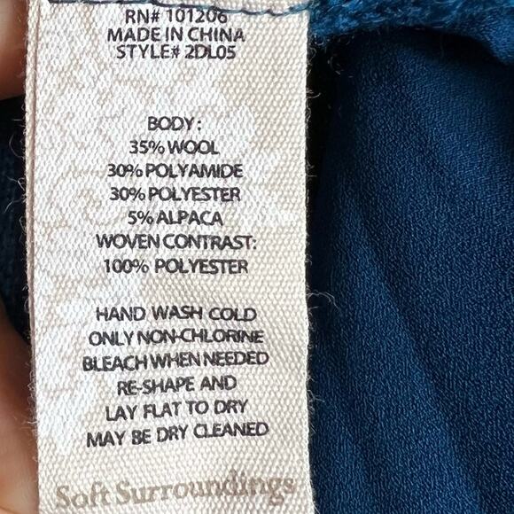 Soft Surroundings Sirena blue rib knit split back pullover tunic sweater M NEW - Picture 8 of 8